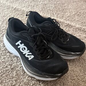 Hoka Black and White Cushioned Running Sneakers